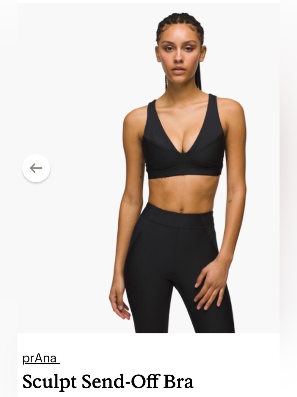 Prana Black Sculpt SendOff Sports Bra Sz M
